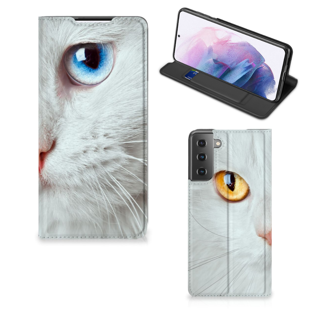 Samsung Galaxy S21 Plus Hoesje maken Witte Kat - B2C Telecom