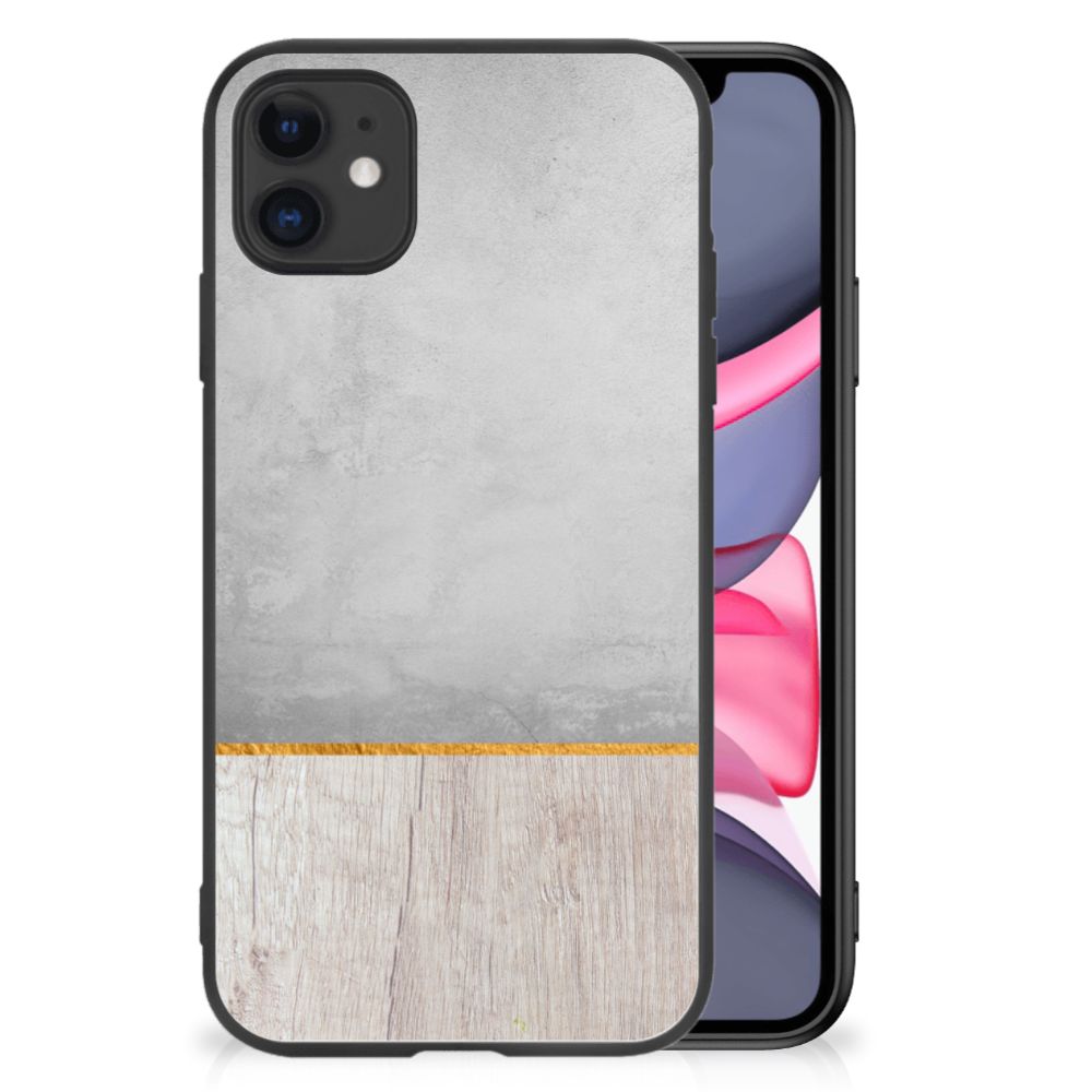 iPhone 11 Houten Print Telefoonhoesje Wood Concrete B2C Telecom