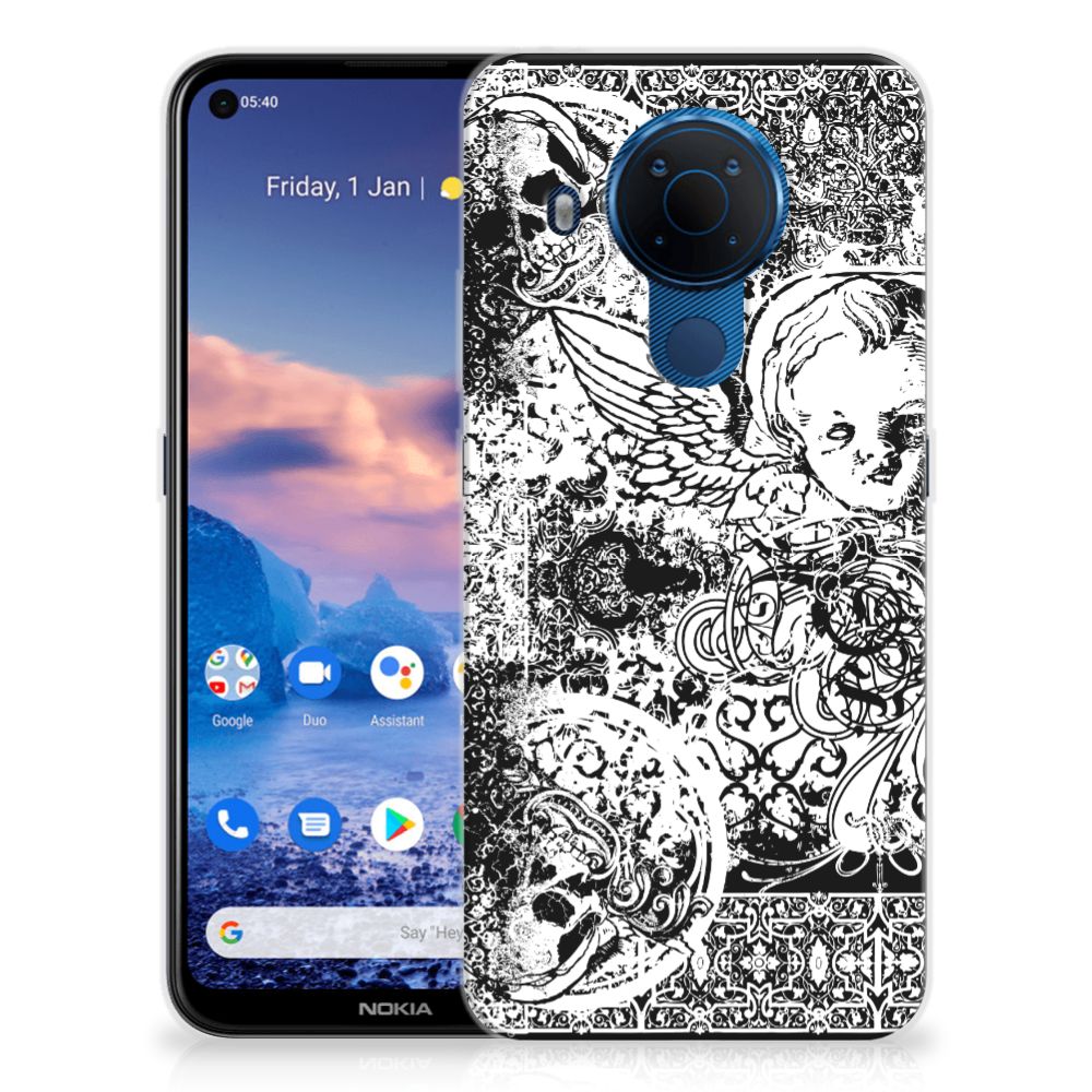 Silicone Back Case Nokia 5.4 Skulls Angel