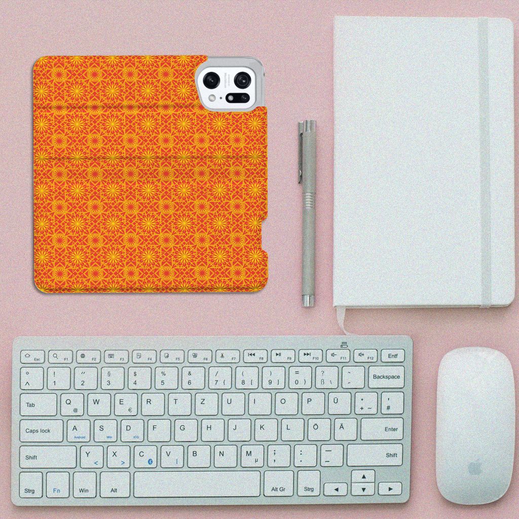 OPPO Find X5 Pro Hoesje met Magneet Batik Oranje - B2C Telecom