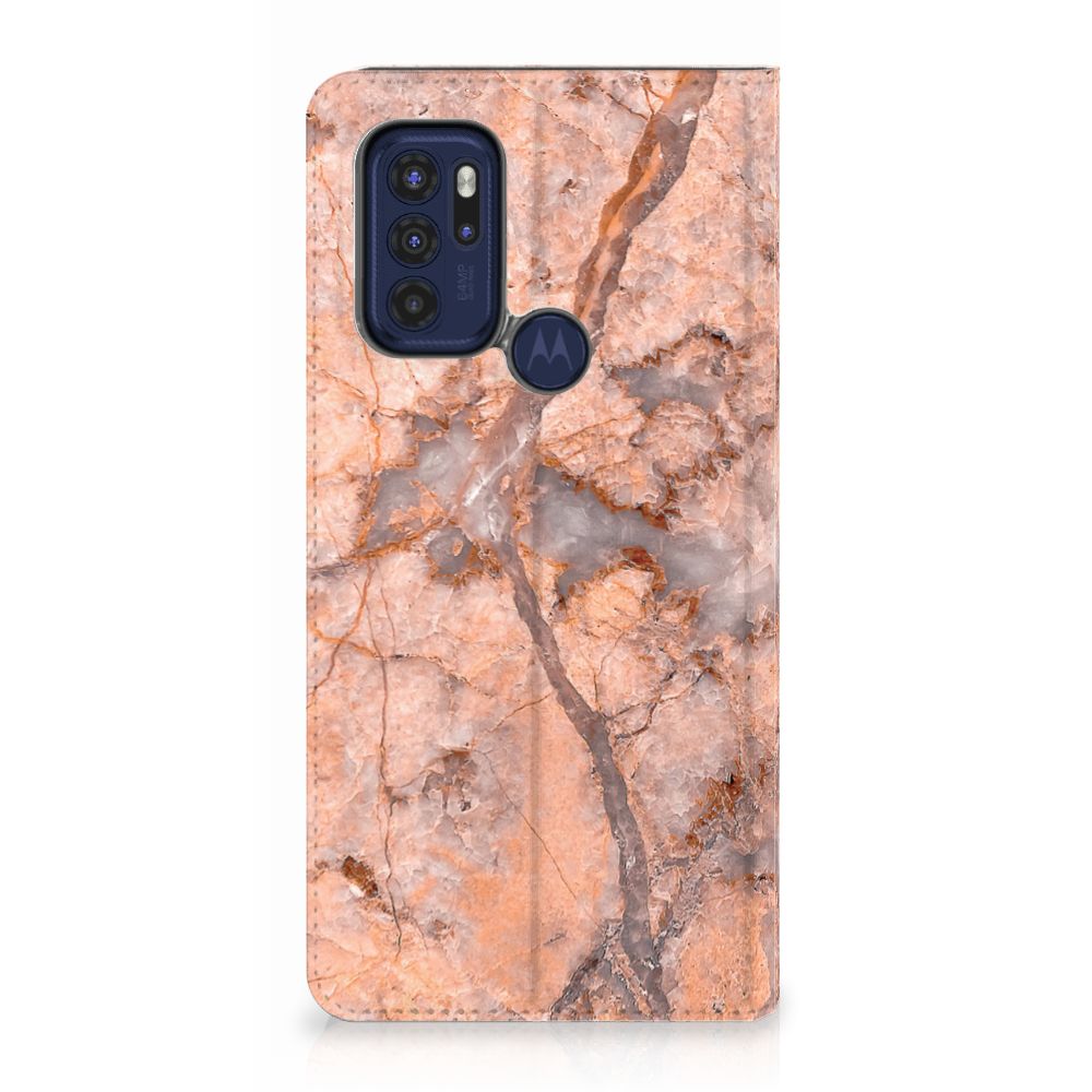 Motorola Moto G60s Standcase Marmer Oranje - B2C Telecom