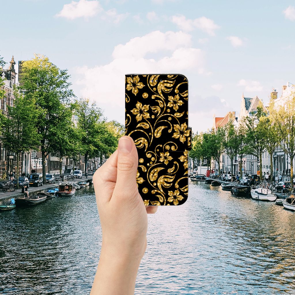 Samsung Galaxy A30 Hoesje Gouden Bloemen