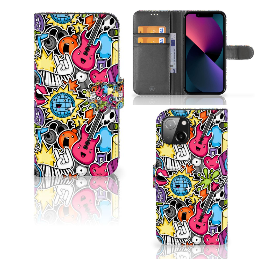 Apple iPhone 13 Wallet Case met Pasjes Punk Rock