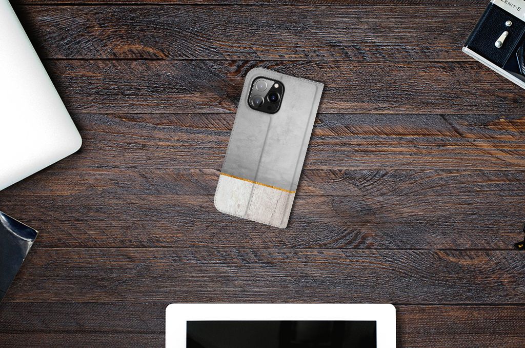 iPhone 14 Pro Max Book Wallet Case Wood Concrete - B2C Telecom