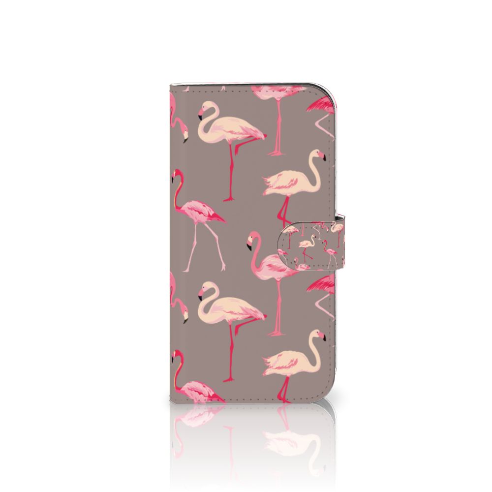 iPhone 15 Pro Max Telefoonhoesje met Pasjes Flamingo met kleurrijke flamingo ontwerpen.