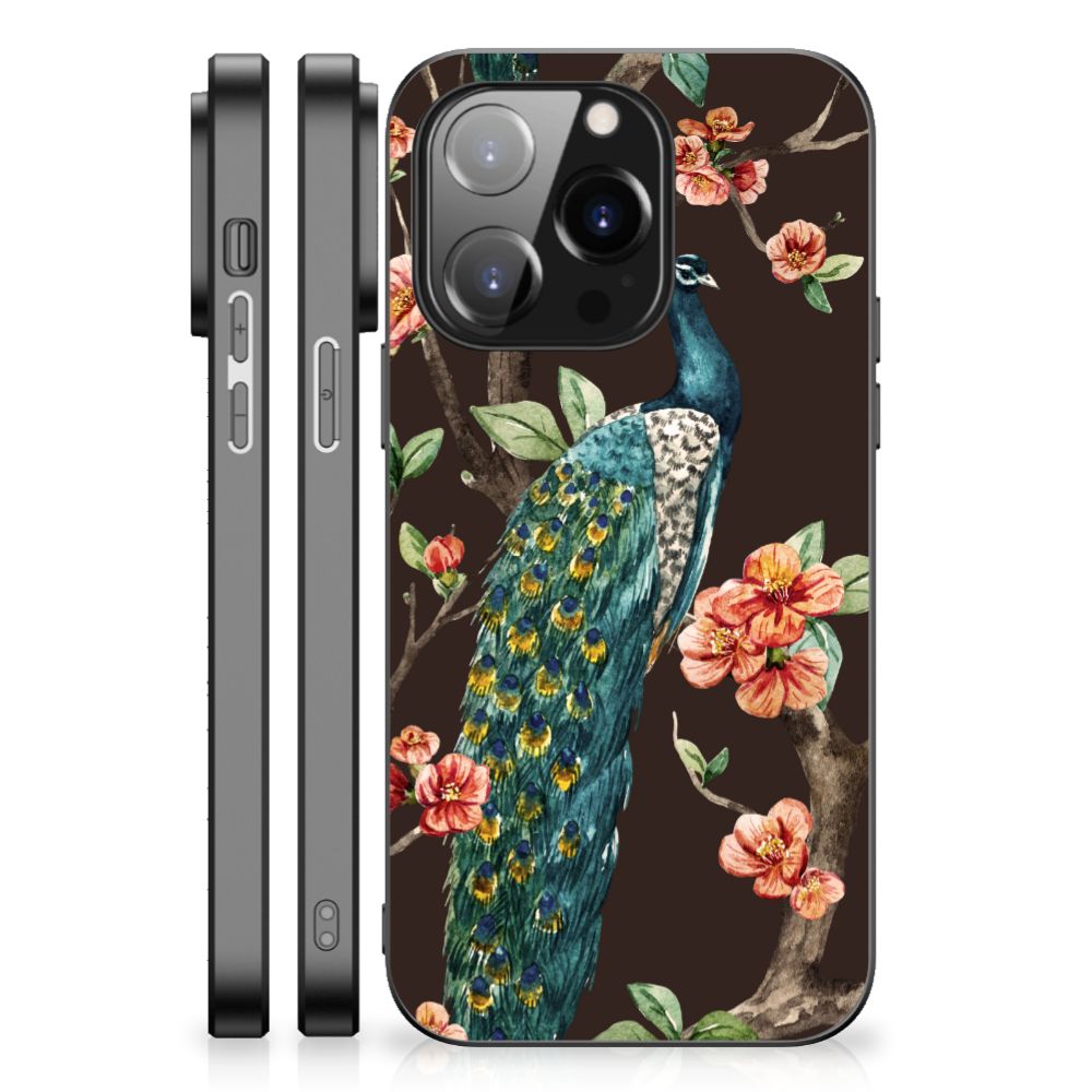 iPhone 14 Pro Dierenprint Telefoonhoesje Pauw met Bloemen B2C Telecom