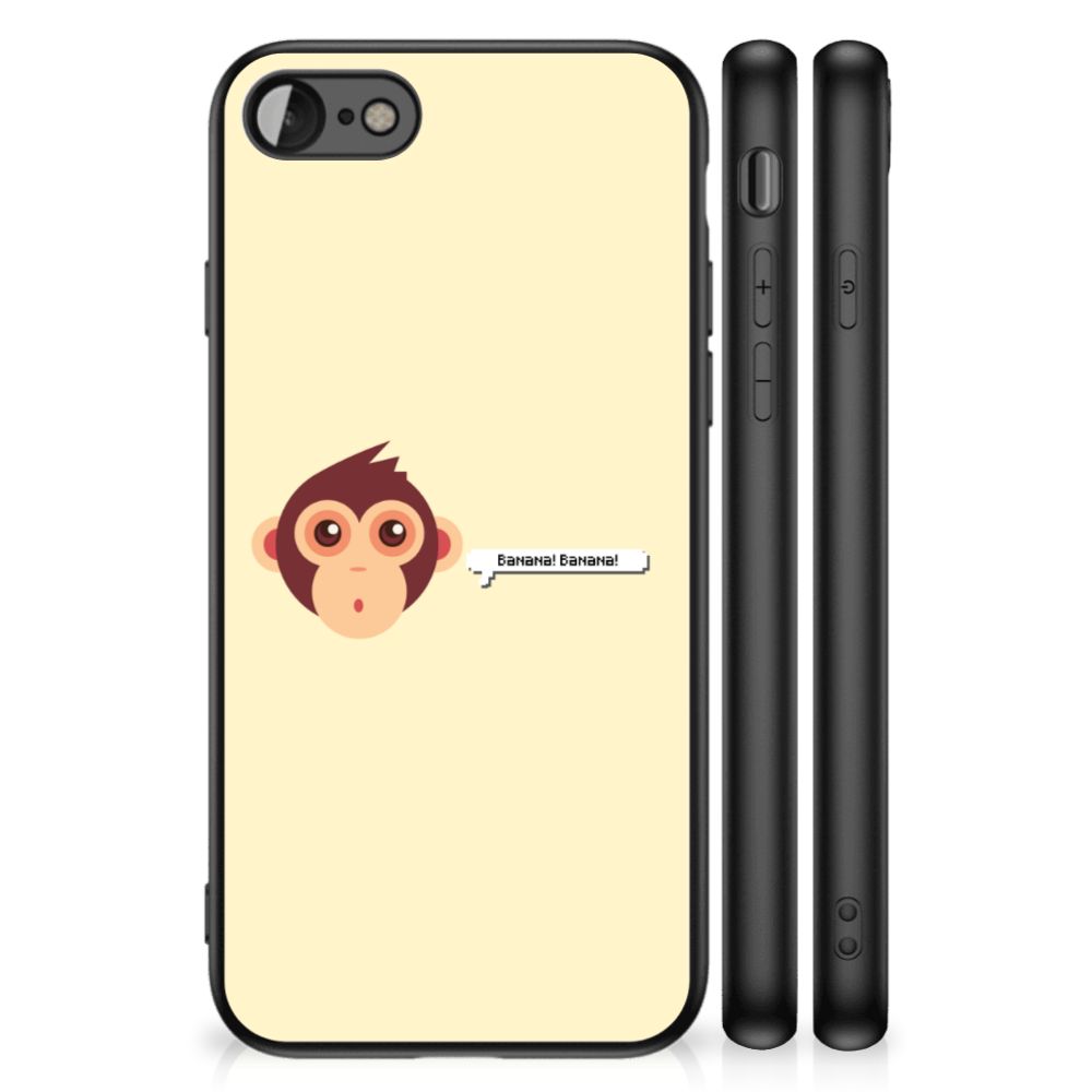 iPhone SE 2022 | SE 2020 | 7/8 Hoesje Monkey met grappige aap illustratie en tekst 'Banana! Banana!'. Bescherming voor Apple iPhone.