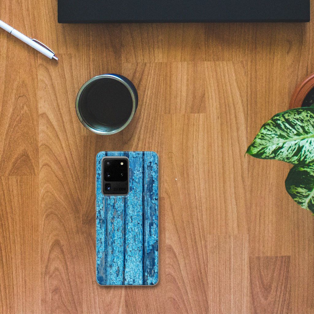Samsung Galaxy S20 Ultra Bumper Hoesje Wood Blue B2C Telecom