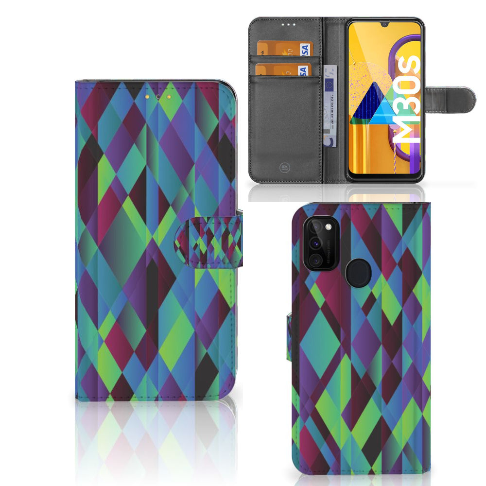 Samsung Galaxy M21 | M30s Book Case Abstract Green Blue