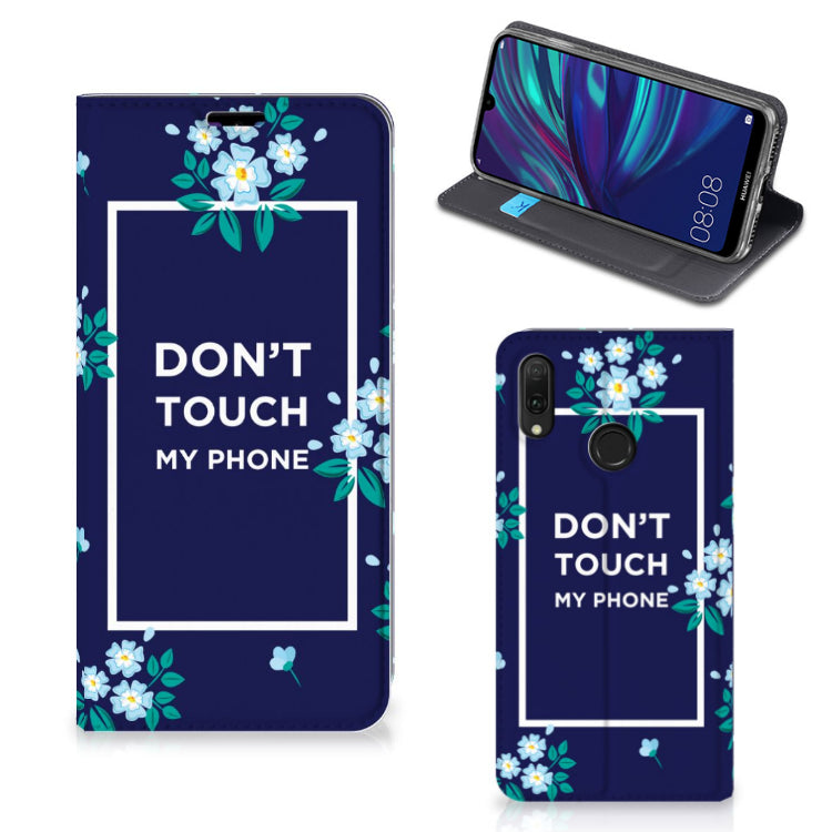 Huawei Y7 hoesje Y7 Pro (2019) Design Case Flowers Blue DTMP