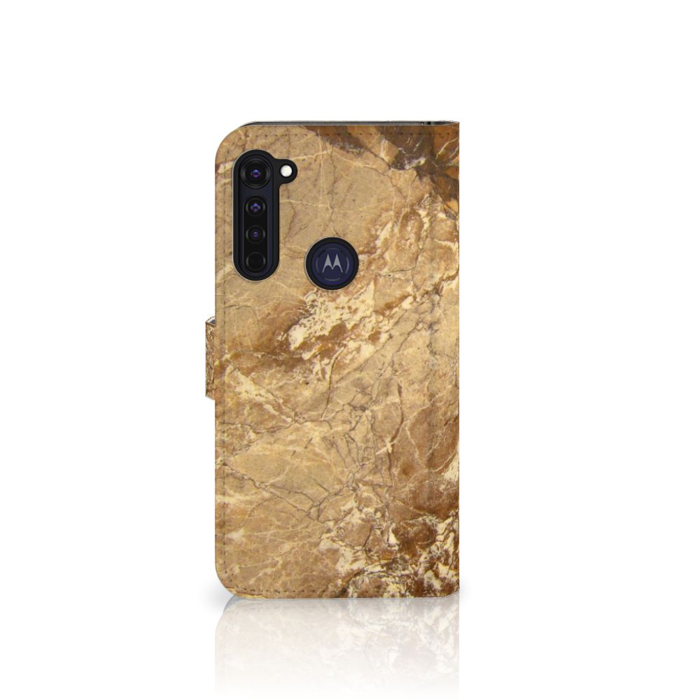 Motorola Moto G Pro Bookcase Marmer Creme in luxe marmer design met TPU-siliconen en kunstleren buitenkant.