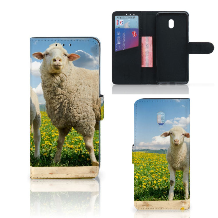 Xiaomi Redmi 8A Telefoonhoesje met Pasjes Schaap en Lammetje