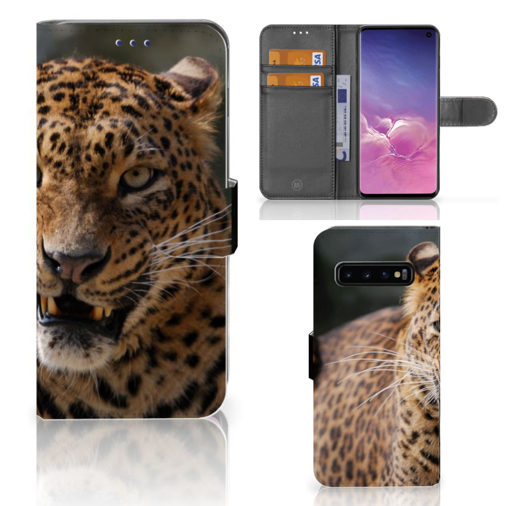 Samsung Galaxy S10 Telefoonhoesje met Pasjes Luipaard