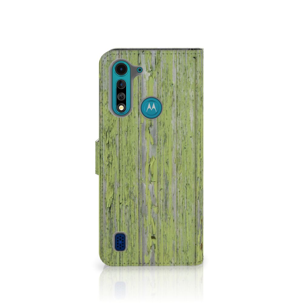 Motorola G8 Power Lite Book Style Case Green Wood