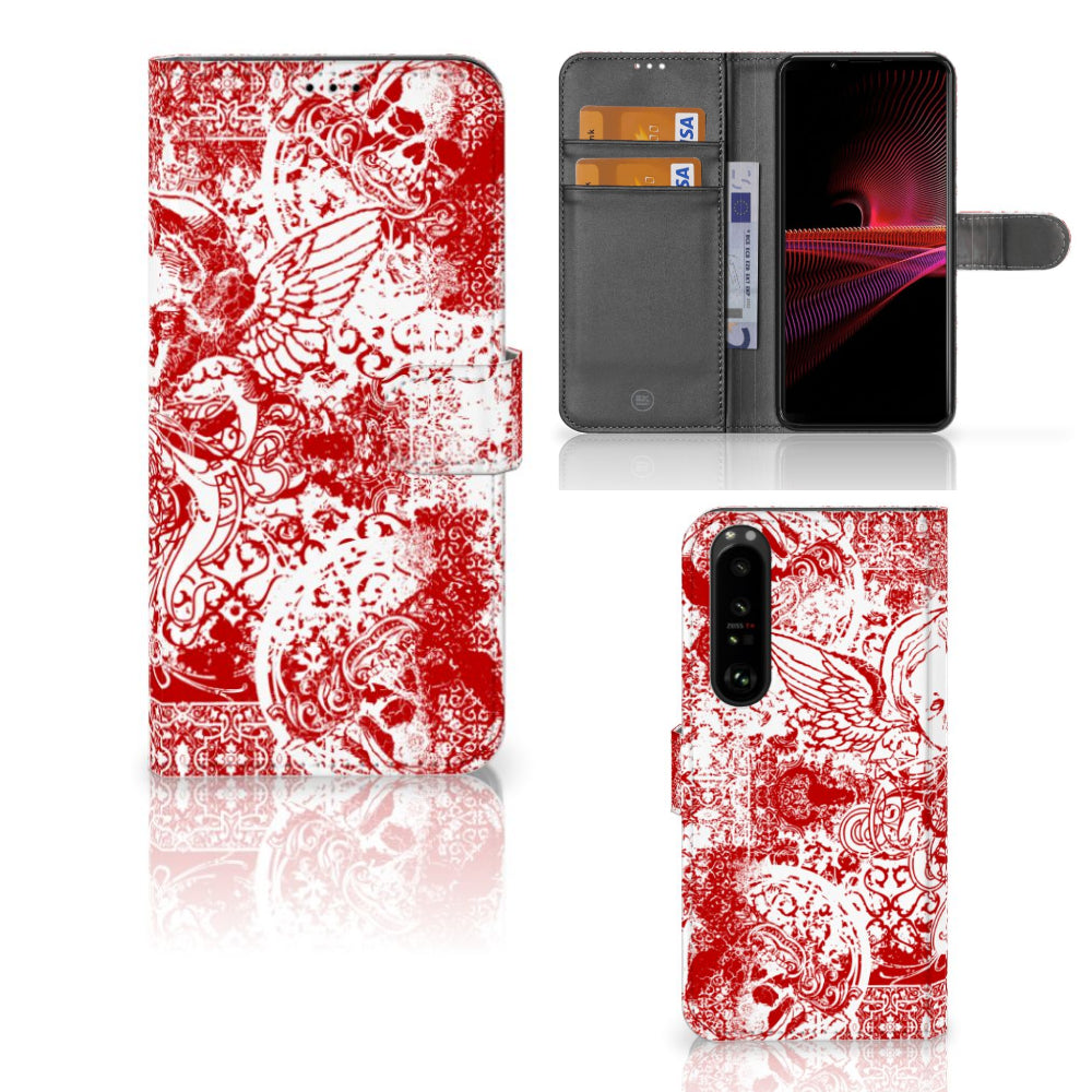 Telefoonhoesje met Naam Sony Xperia 1 III Angel Skull Rood