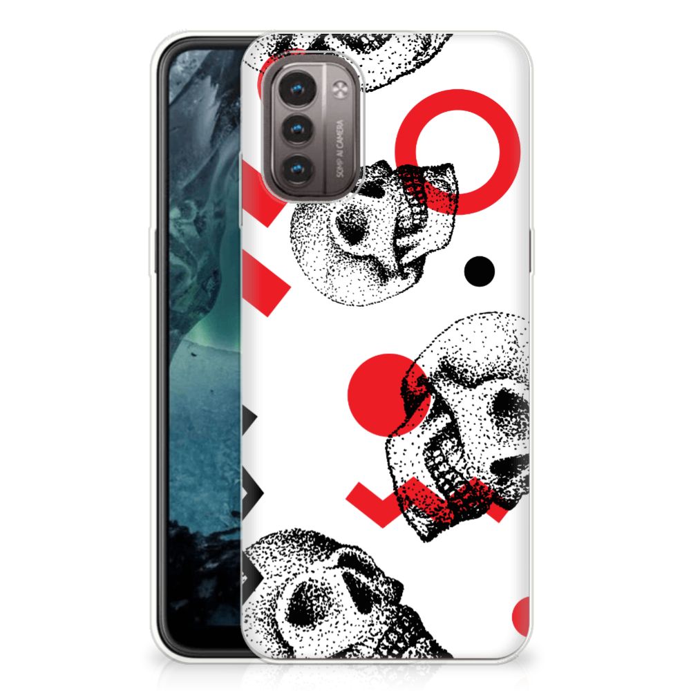 Silicone Back Case Nokia G21 | G11 Skull Red