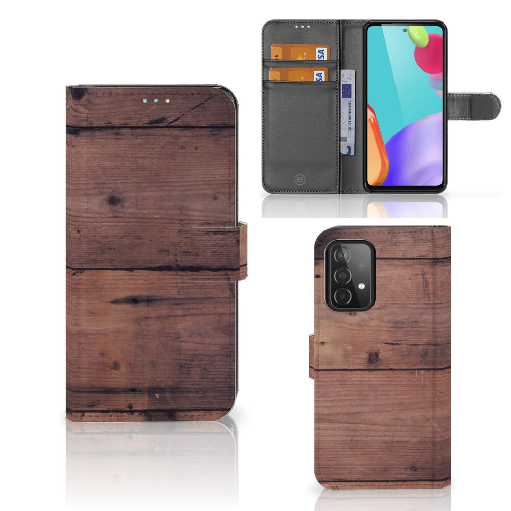 Samsung Galaxy A52 Book Style Case Old Wood