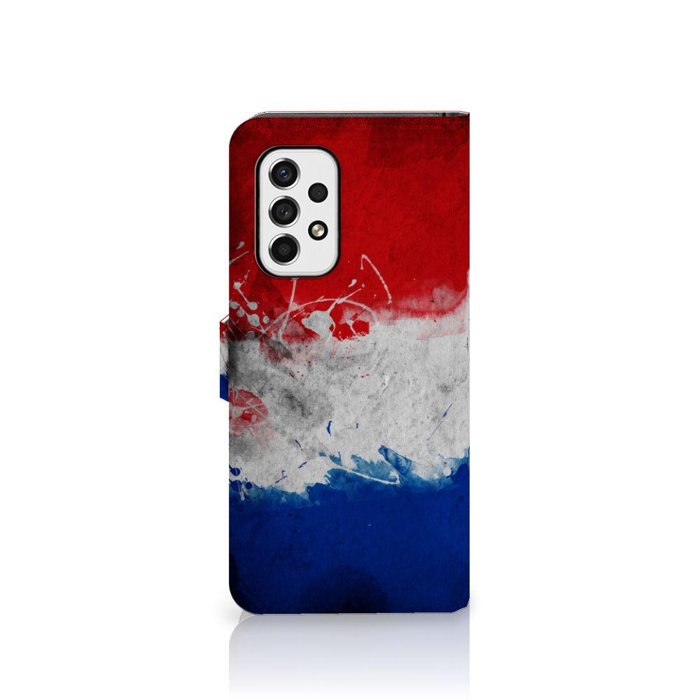 Samsung Galaxy A53 Bookstyle Case Nederland met artistieke Nederlandse vlagdesign