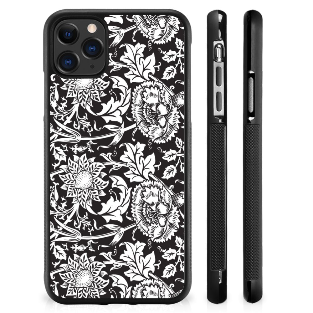 Apple iPhone 11 Pro Max Skin Case Black Flowers B2C Telecom