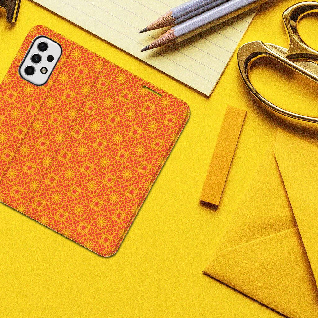 Samsung Galaxy A23 Hoesje met Magneet Batik Oranje - B2C Telecom