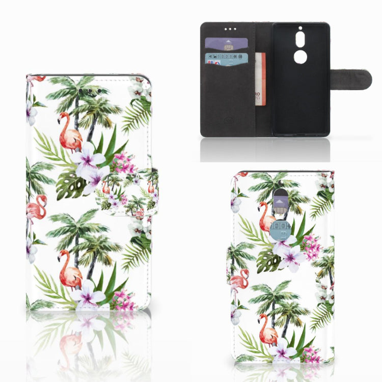 Nokia 7 Telefoonhoesje met Pasjes Flamingo Palms