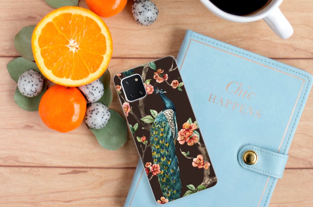 Samsung Galaxy Note 10 Lite TPU Hoesje Pauw met Bloemen