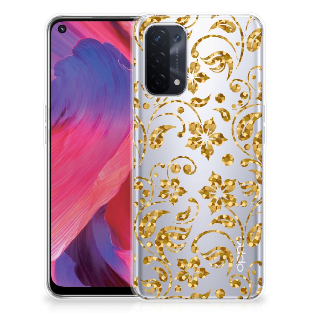 OPPO A93 5G TPU Case Gouden Bloemen