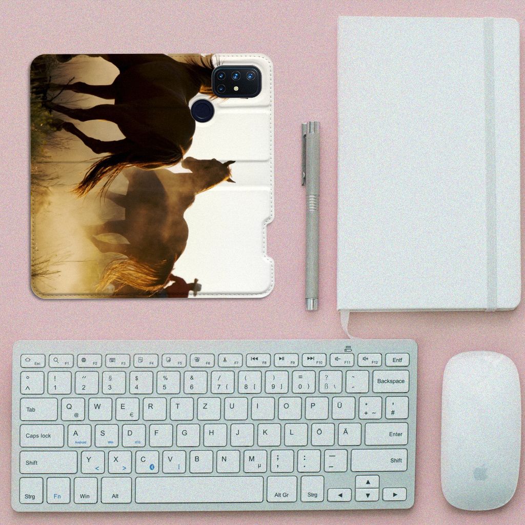 OnePlus Nord N10 5G Hoesje maken Design Cowboy met paardenprint op achterzijde