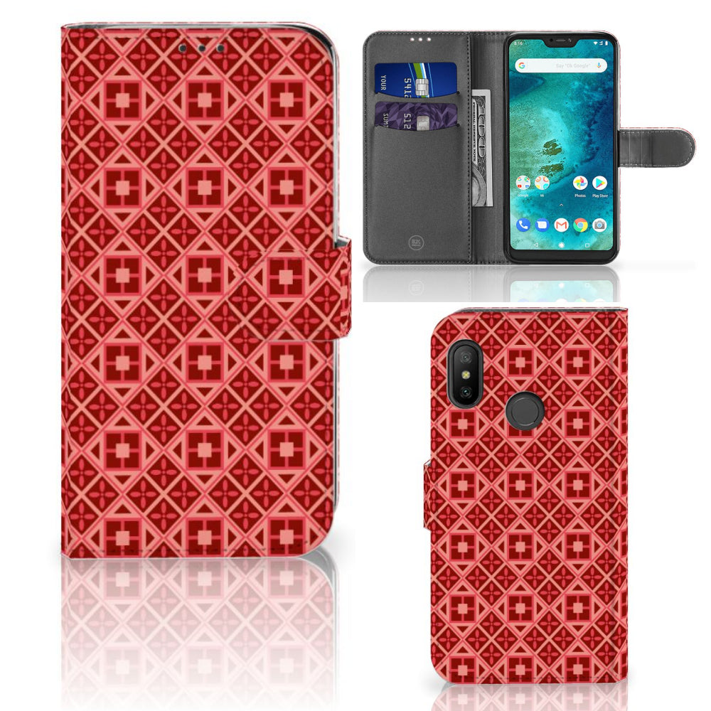 Xiaomi Mi A2 Lite Telefoon Hoesje Batik Rood