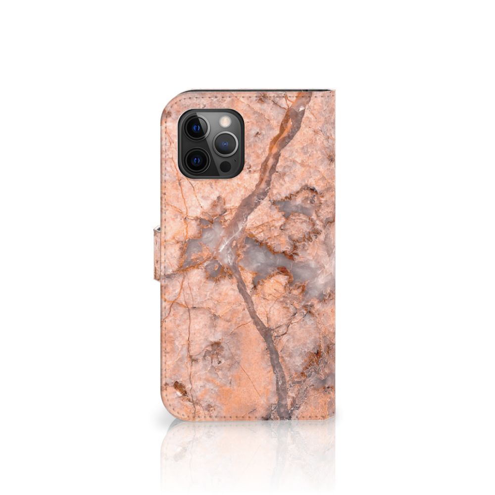 Apple iPhone 12 Pro Max Bookcase Marmer Oranje