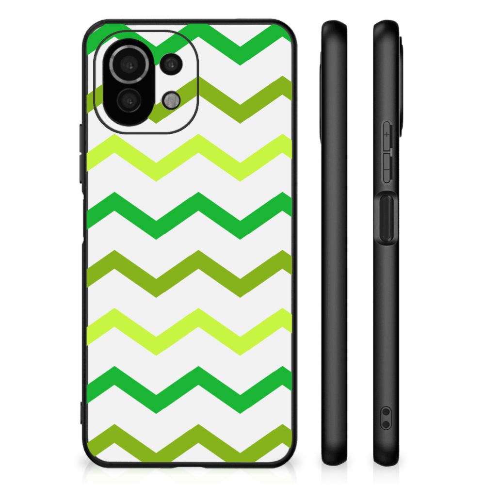 Xiaomi 11 Lite 5G NE | Mi 11 Lite Back Case Zigzag Groen