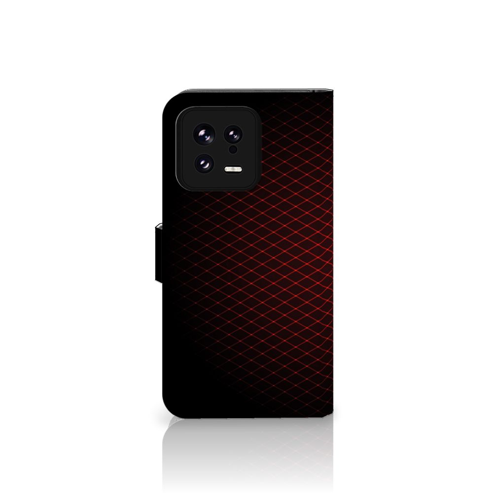 Xiaomi 13 Telefoon Hoesje Geruit Rood met strak design en ruimte voor 3 pasjes.