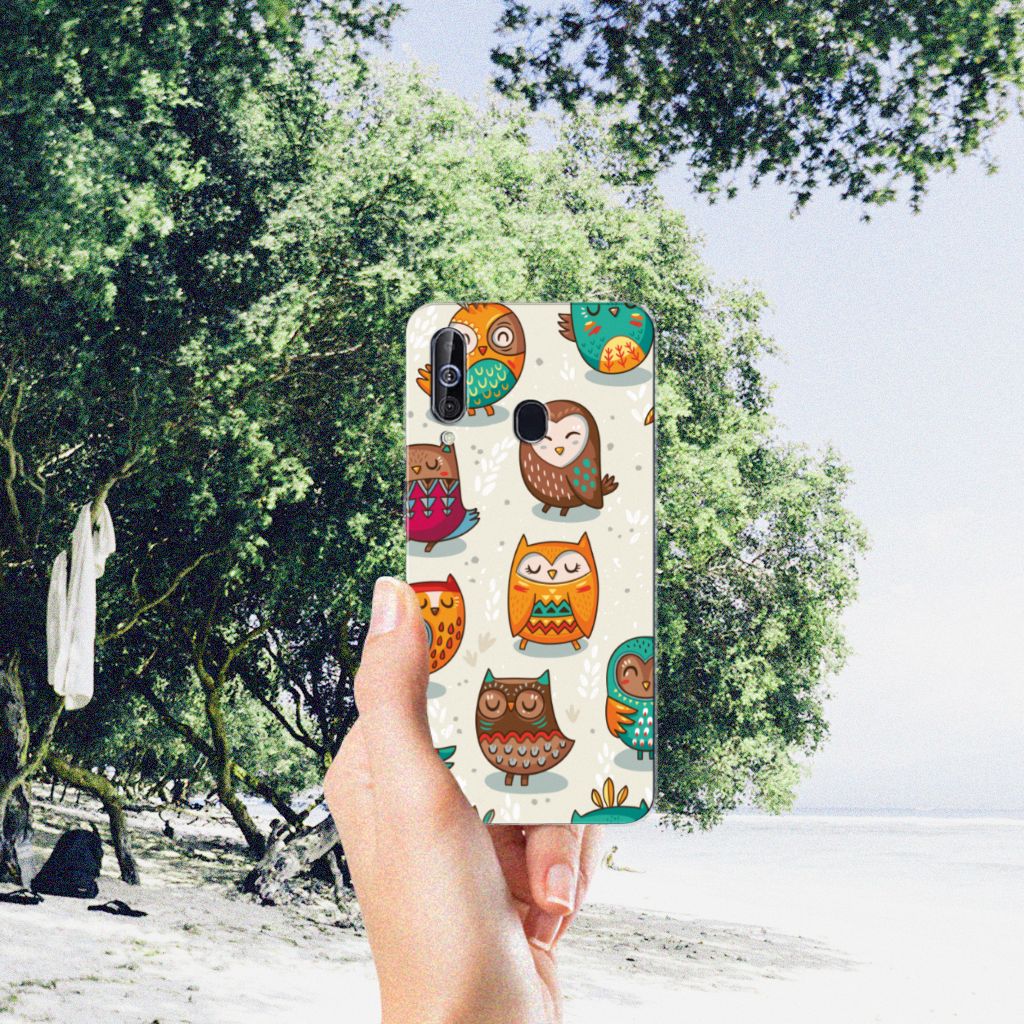 Samsung Galaxy A60 TPU Hoesje Vrolijke Uilen