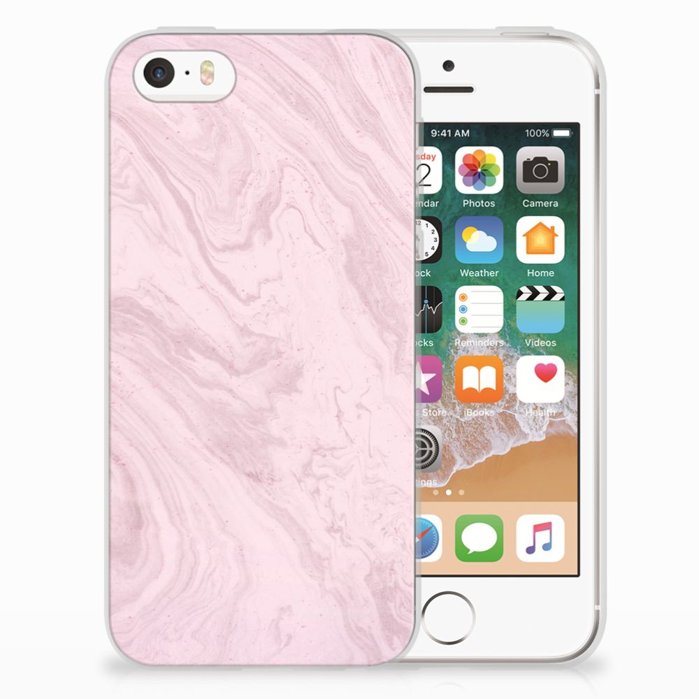 Apple iPhone SE | 5S TPU Siliconen Hoesje Marble Pink - Origineel Cadeau Vriendin