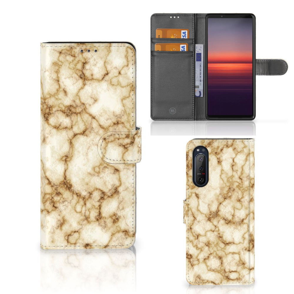 Sony Xperia 5II Bookcase Marmer Goud