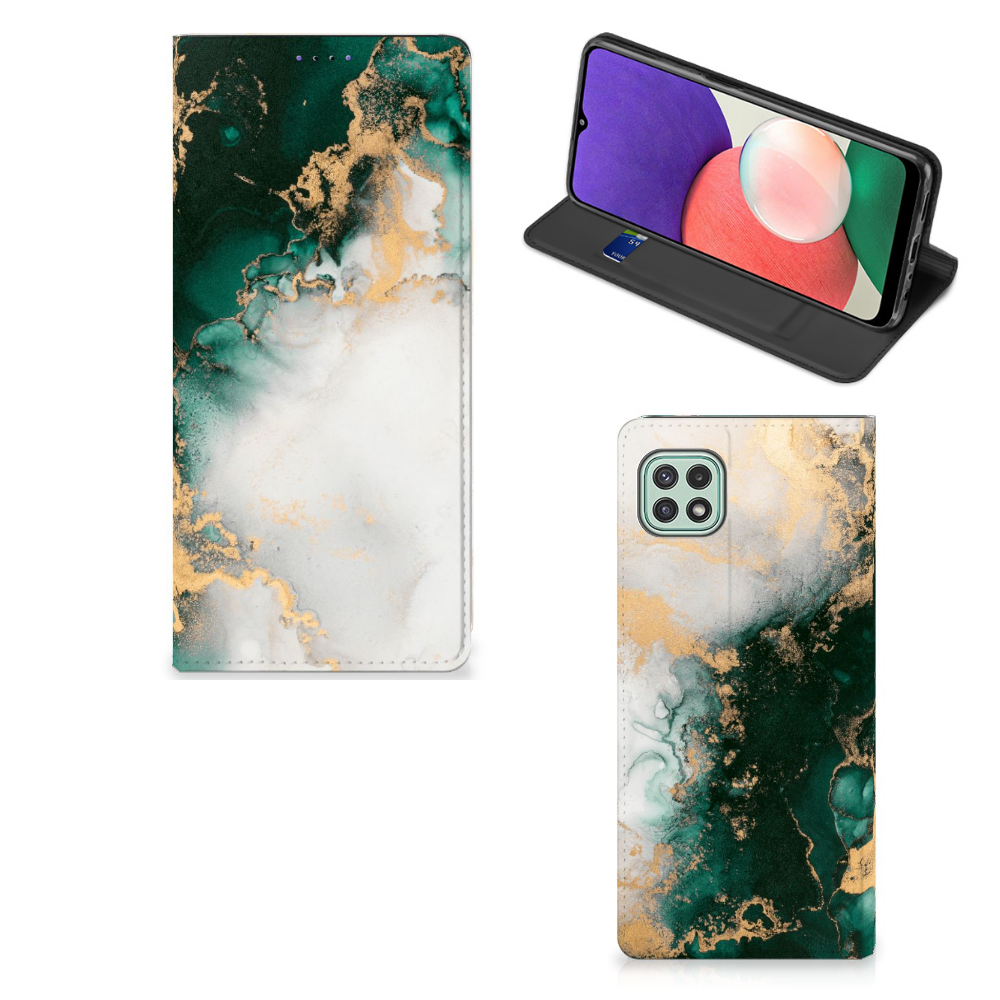 Standcase voor Samsung Galaxy A22 5G Marmer Groen - B2C Telecom