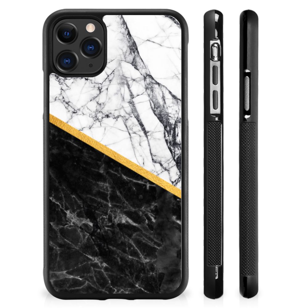 Apple iPhone 11 Pro Max Gripcase Marmer Wit Zwart - Origineel Cadeau Man B2C Telecom