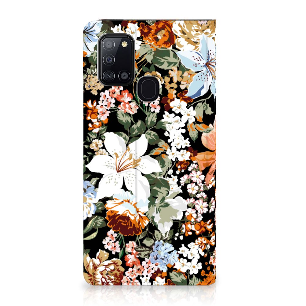 Smart Cover voor Samsung Galaxy A21s Dark Flowers - B2C Telecom