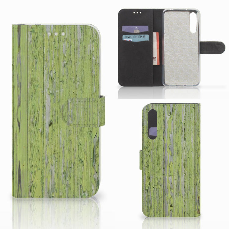 Huawei P20 Pro Book Style Case Green Wood