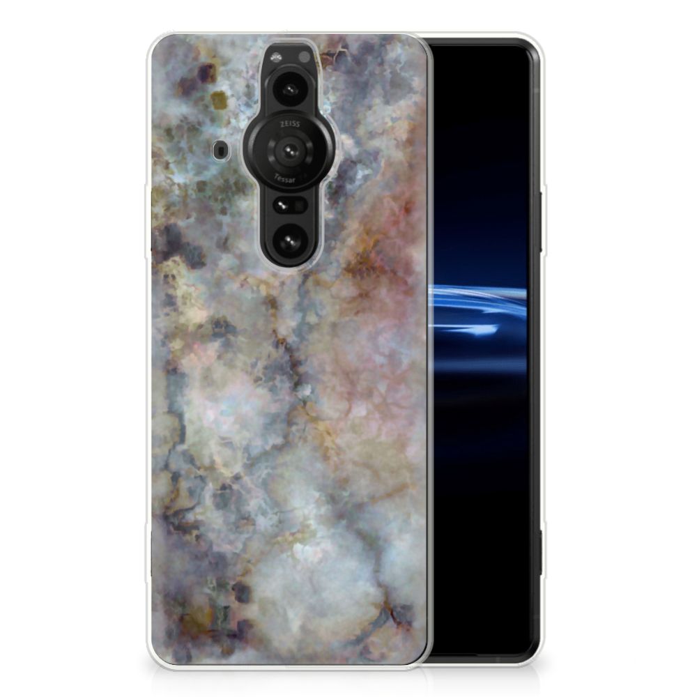 Sony Xperia Pro-I TPU Siliconen Hoesje Marmer Grijs B2C Telecom