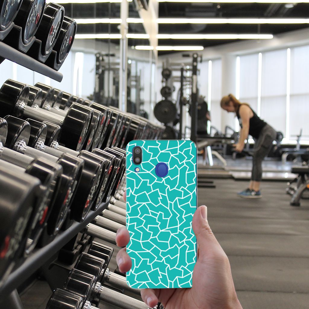 Samsung Galaxy M20 (Power) Hoesje maken Cracks Blue