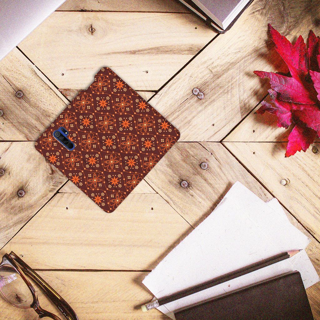 Xiaomi Redmi 9 Hoesje met Magneet Batik Brown - B2C Telecom