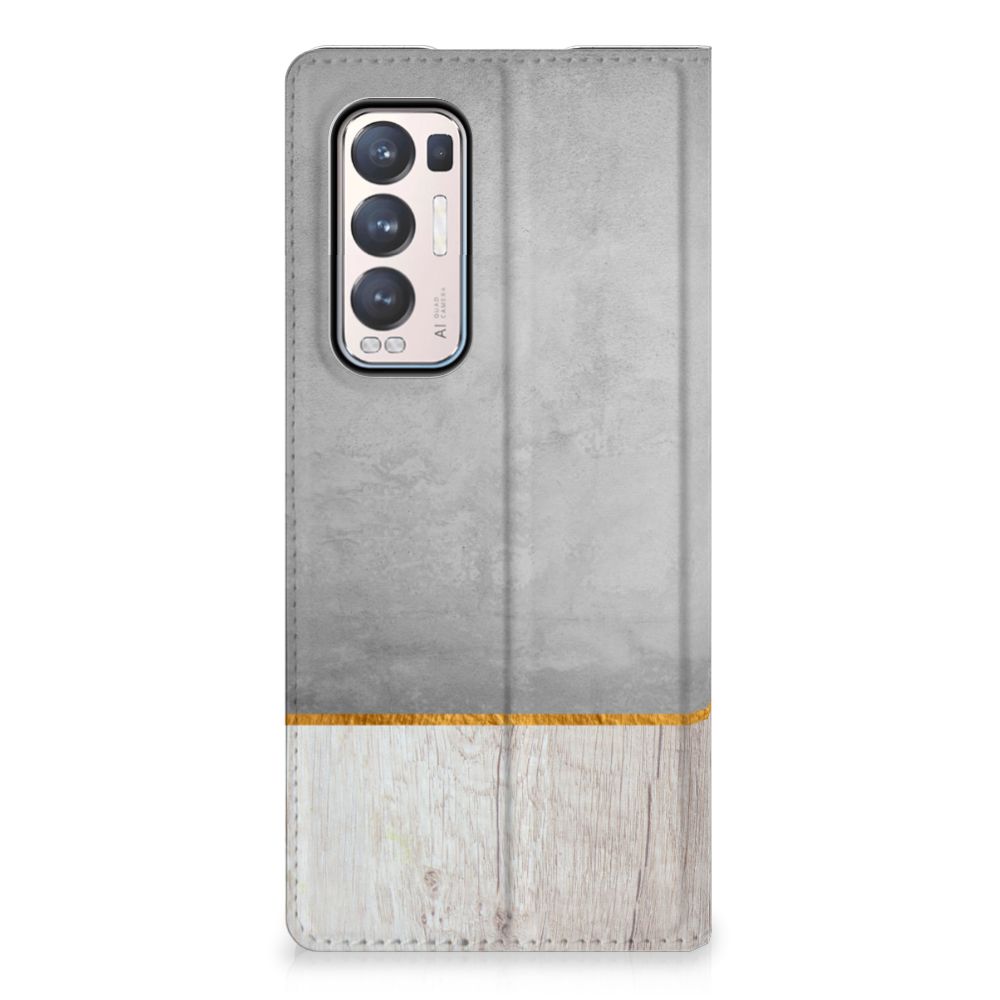 OPPO Find X3 Neo Book Wallet Case Wood Concrete - B2C Telecom