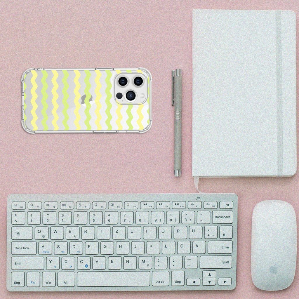 iPhone 13 Pro Max Doorzichtige Silicone Hoesje Waves Yellow - B2C Telecom