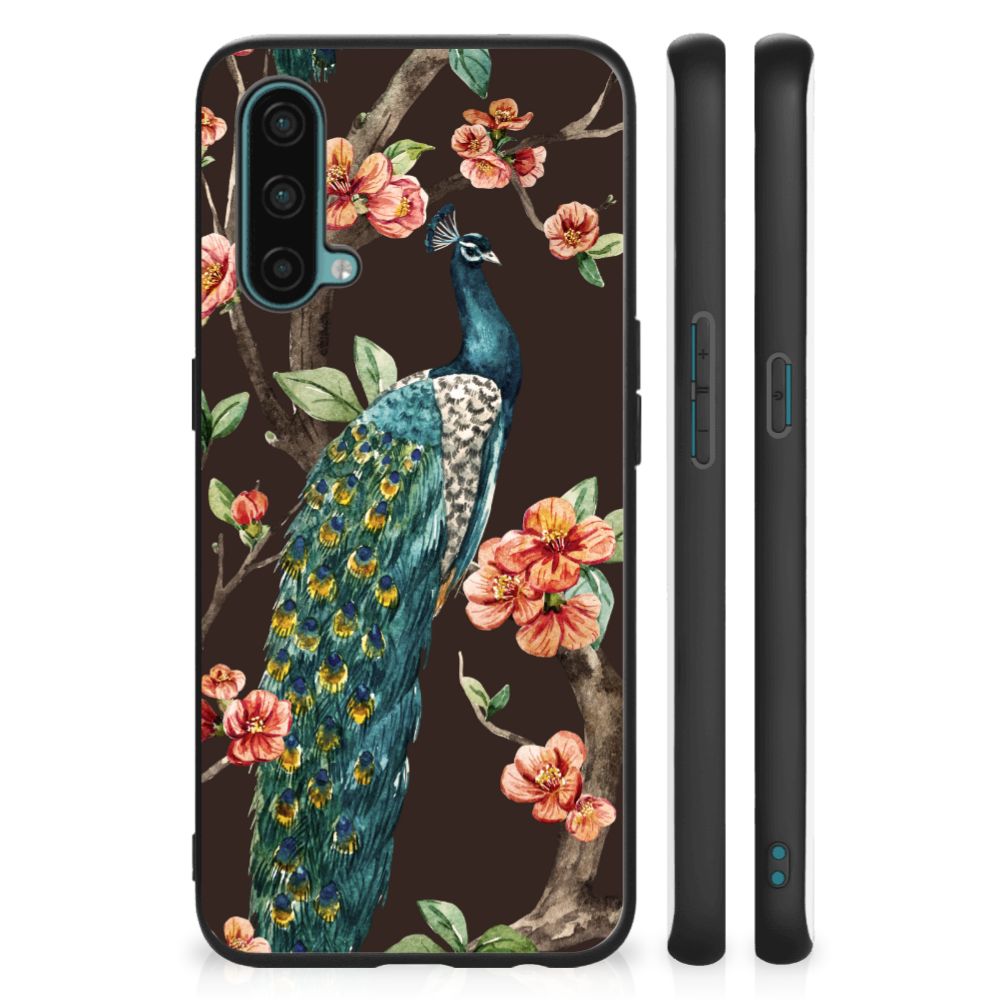 OnePlus Nord CE 5G Dierenprint Telefoonhoesje Pauw met Bloemen B2C Telecom
