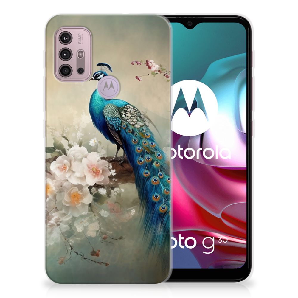 TPU Hoesje voor Motorola Moto G30 | G10 Vintage Pauwen