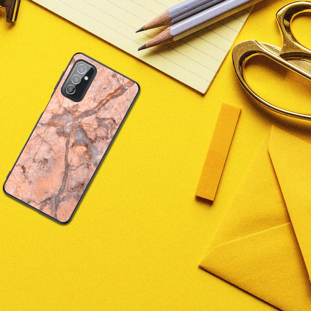 Samsung Galaxy M52 Marmeren Print Telefoonhoesje Marmer Oranje B2C Telecom