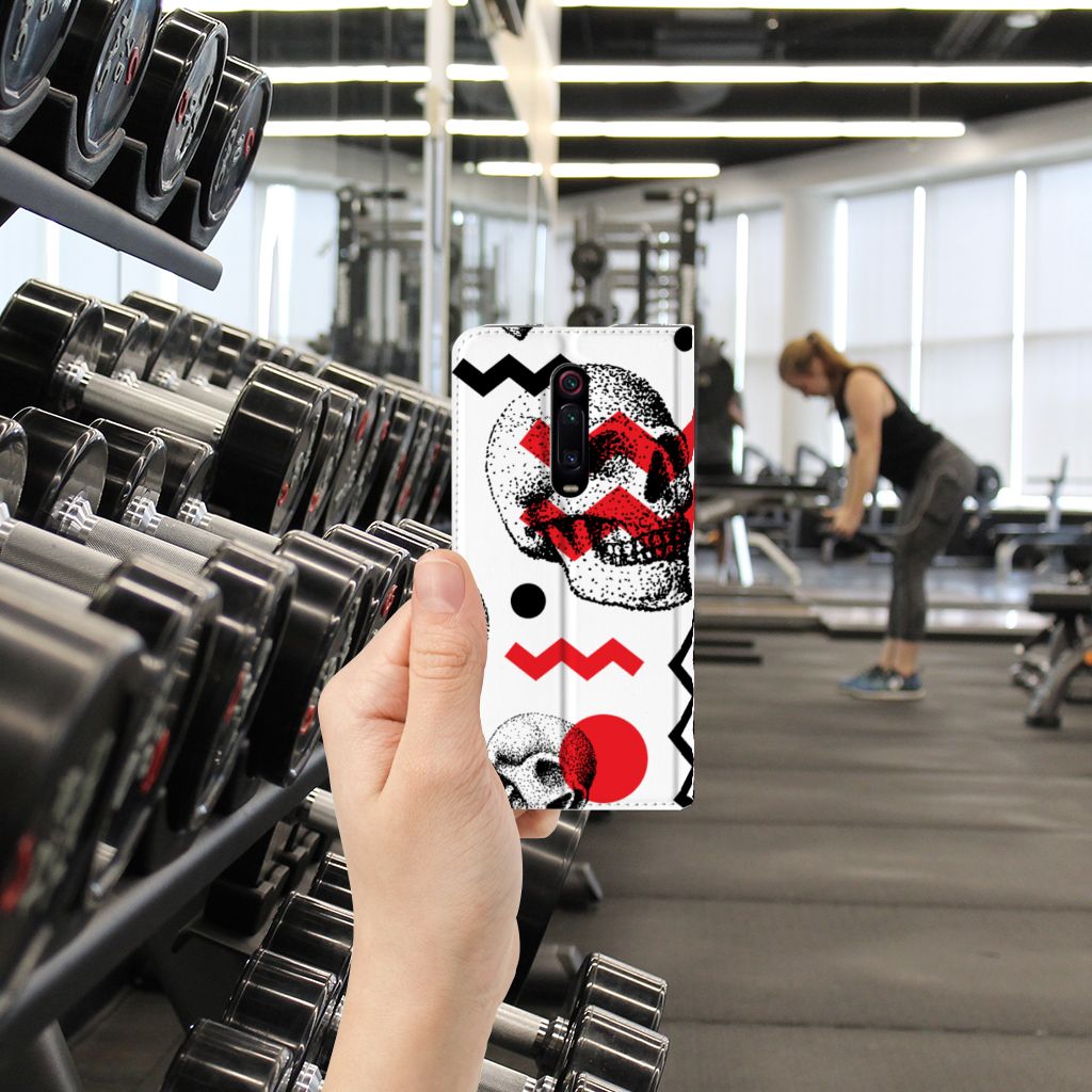 Mobiel BookCase Xiaomi Redmi K20 Pro Skull Red - B2C Telecom