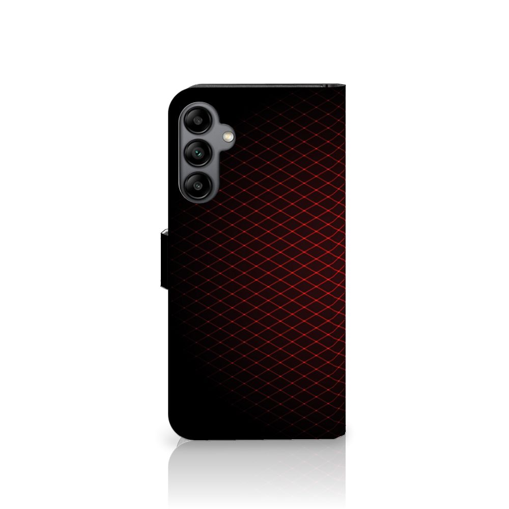 Samsung Galaxy A34 Telefoon Hoesje Geruit Rood met diagonale ruitjespatroon in zwart en rood