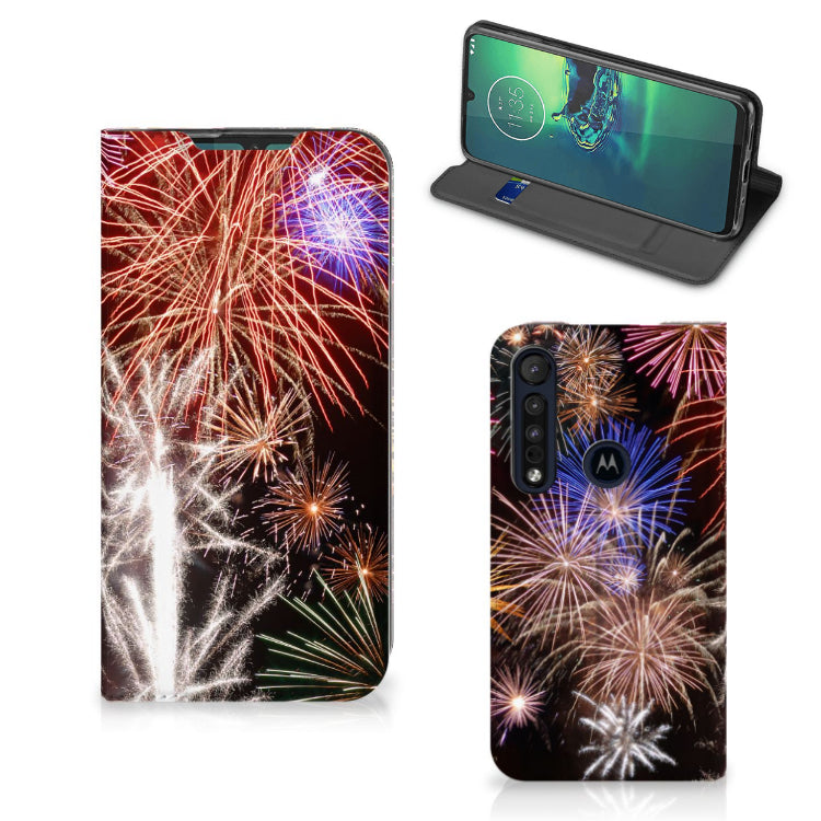 Motorola G8 Plus Hippe Standcase Vuurwerk